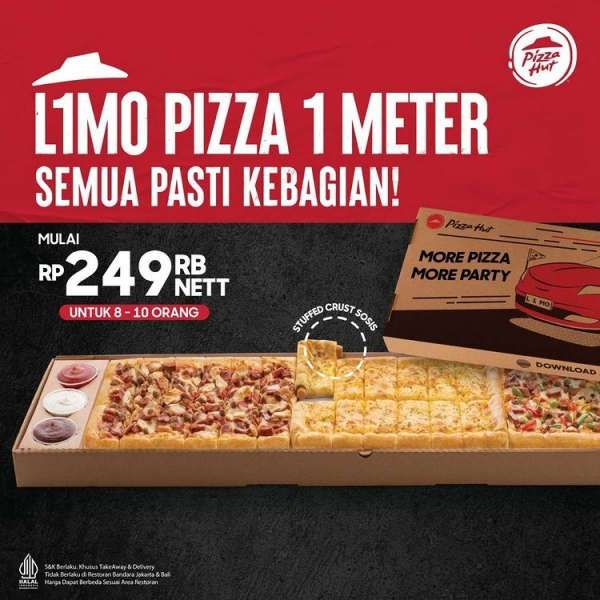 Promo Pizza Hut untuk limo pizza 1 meter di bulan Juli tahun 2022