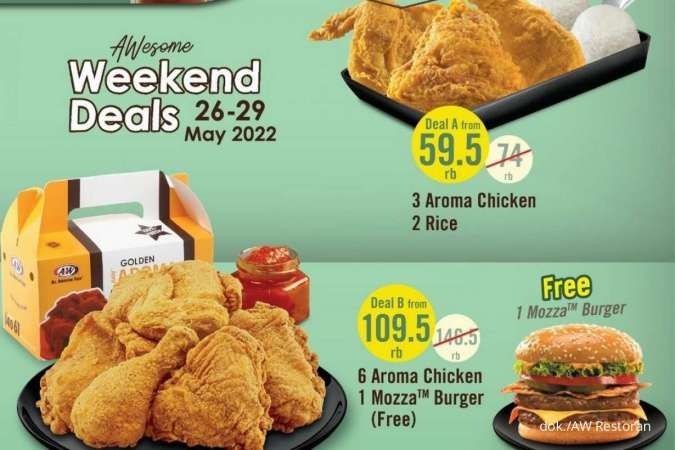 Promo A&W Restoran 26-29 Mei 2022, Paket Weekend Deals Isi Ayam Lebih Hemat