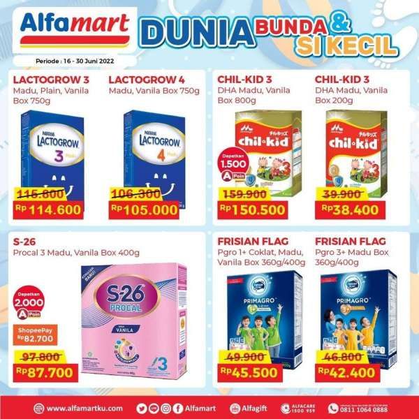Promo Alfamart sampai 30 Juni 2022, Aneka Susu dan Body Care Anak Harga Hemat!
