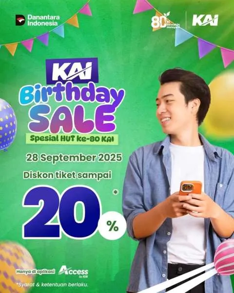 Promo HUT ke-80 KAI Birthday Sale Diskon 20%
