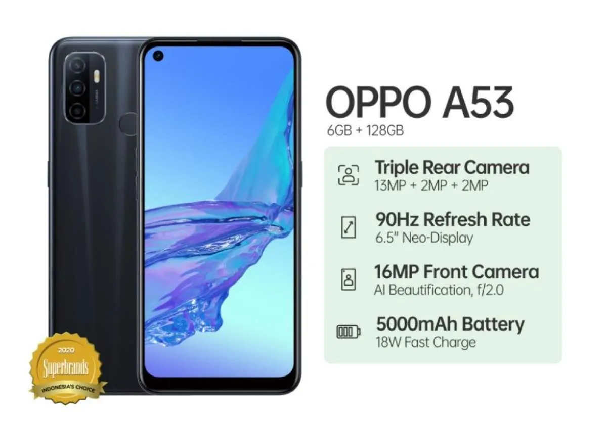 Daftar harga HP OPPO A53 terbaru, tersedia dalam tiga varian