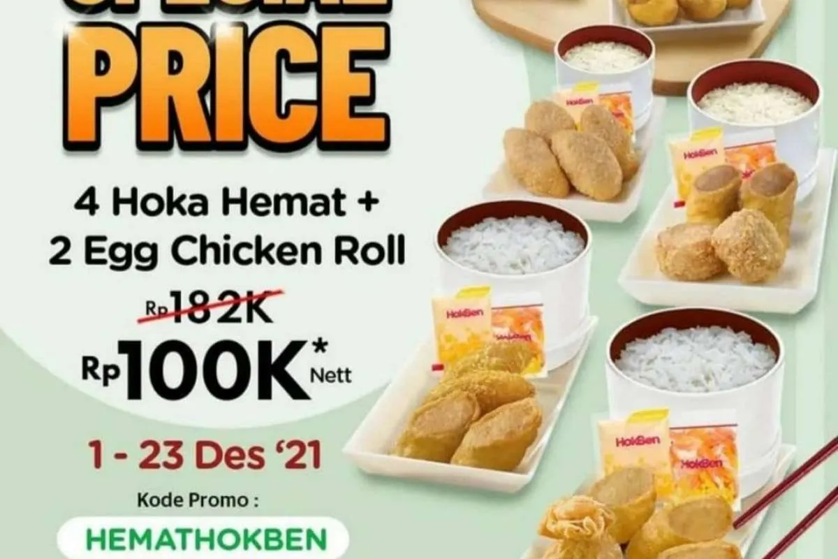 Hari Terakhir! Promo Hokben (23/12), Beli 6 Paket Hokben Rp 100.000 di GrabFood