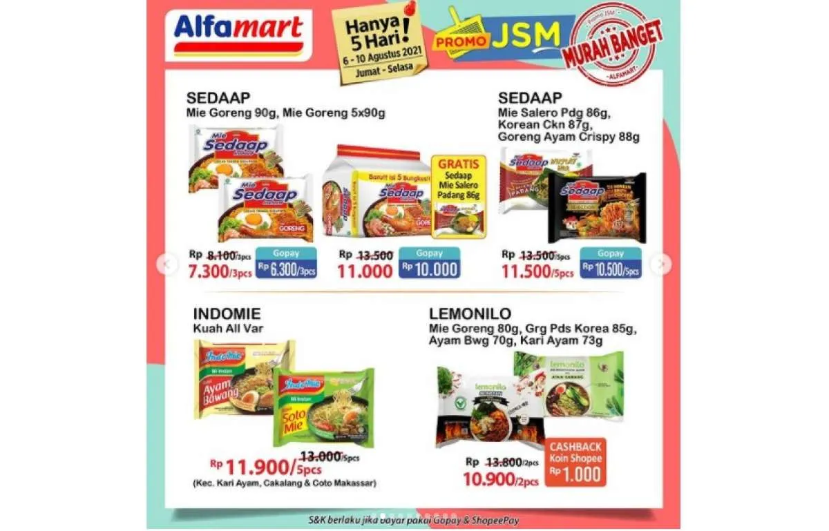 Promo JSM Alfamart 7 Agustus 2021, diskonan Hari Sabtu! 