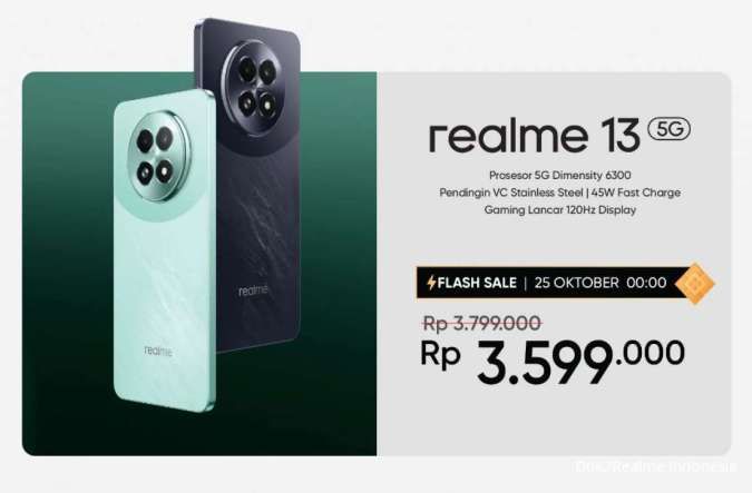 Realme 13 5G Indonesia Resmi Dirilis, Harga Rp 3,8 Jutaan dengan Chip Dimensity 6300