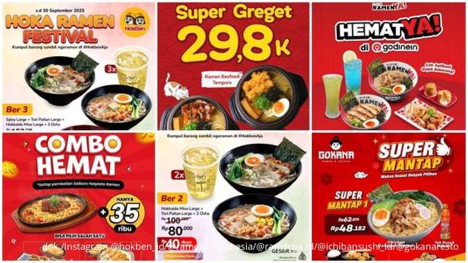 Daftar Promo Ramen Favorit Selama September 2025, HokBen sampai Gokana Serba Hemat