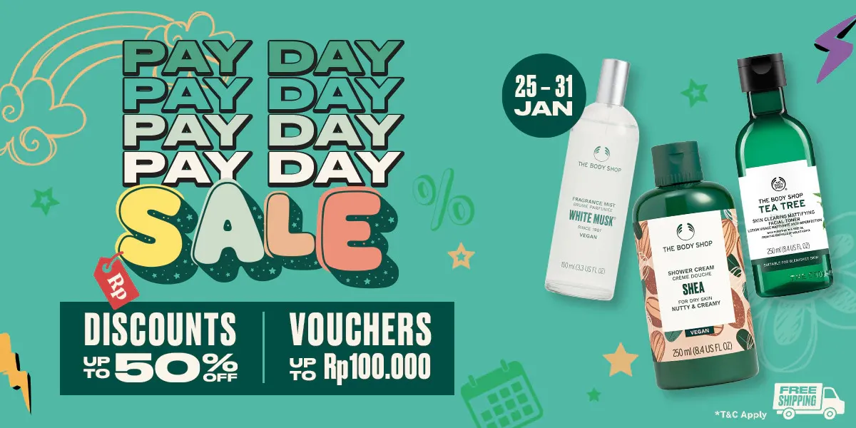Promo The Body Shop Spesial Gajian, Diskon sampai 50% Berlaku hingga 31 Januari 2024