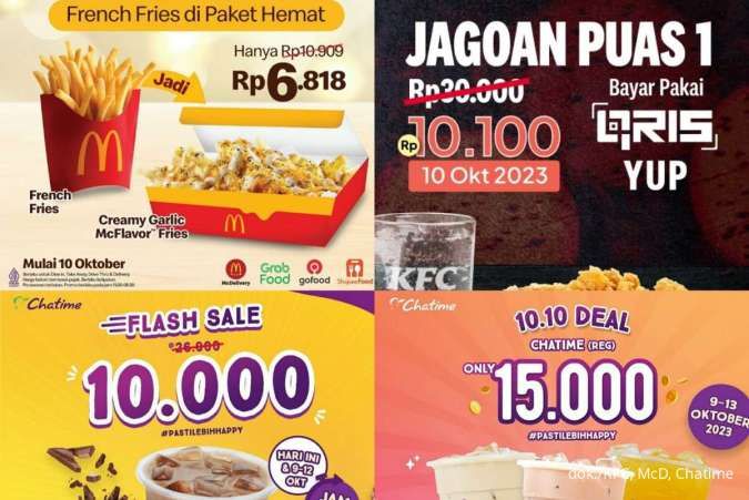 Promo 10.10 di Chatime, McD, Wingstop, dan KFC Semua Harga Serba Rp 10.000