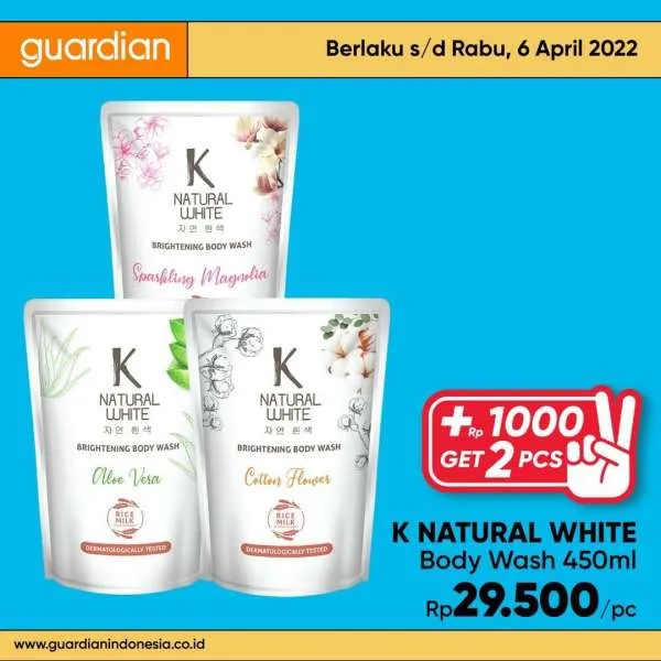 Promo Guardian +1000 Get 2 Pcs Periode 31 Maret-6 April 2022