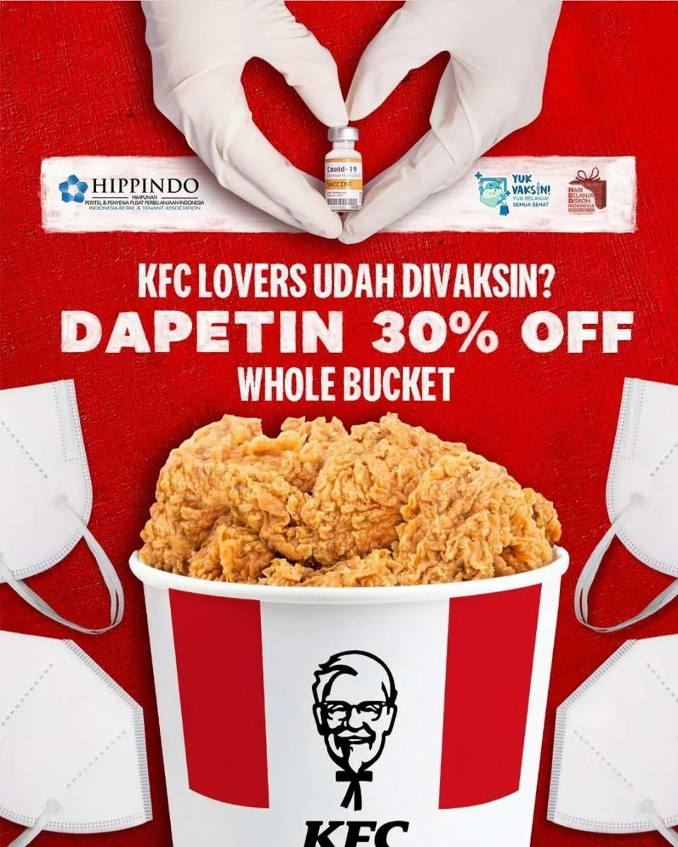 Promo KFC Senin-Rabu Agustus 2021, Menu Whole Bucket Diskon 30% Bagi yang Vaksin