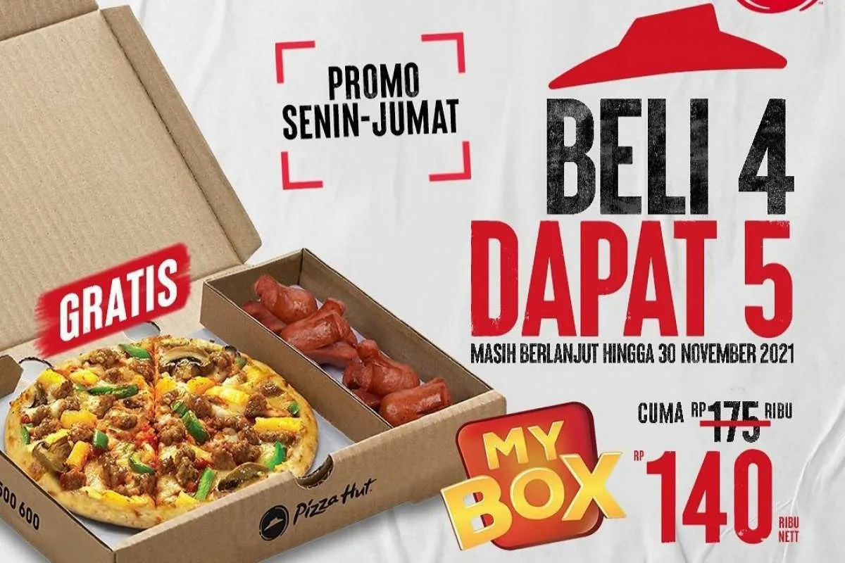 Promo Pizza Hut November 2021, My Box Beli 4 Dapat 5 Setiap Senin-Jumat