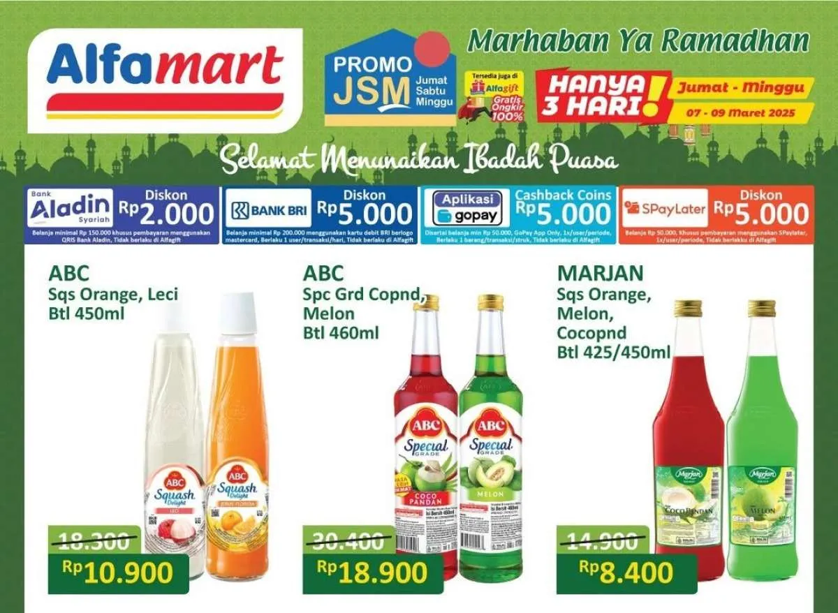 Promo JSM Alfamart, Produk Spesial Ramadan Diskon Rp 5.000 dengan BRI & SPayLater