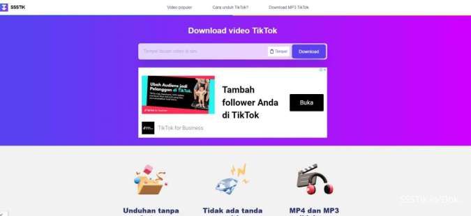Website SSSTik, download video TikTok tanpa watermark