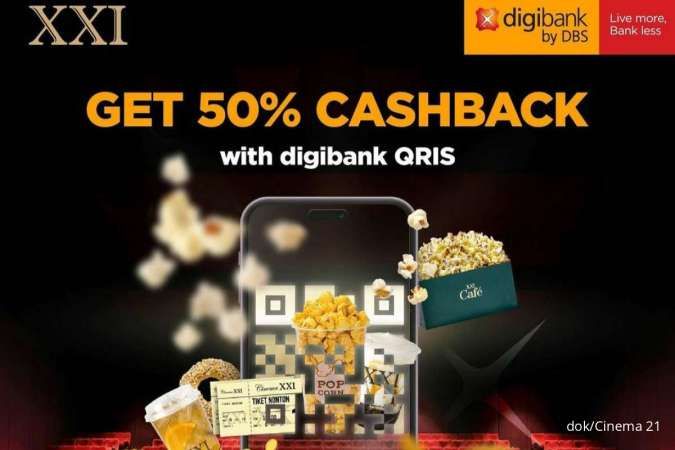 Promo Cinema XXI Januari-Maret 2024, Cashback 50% Pakai Digibank QRIS