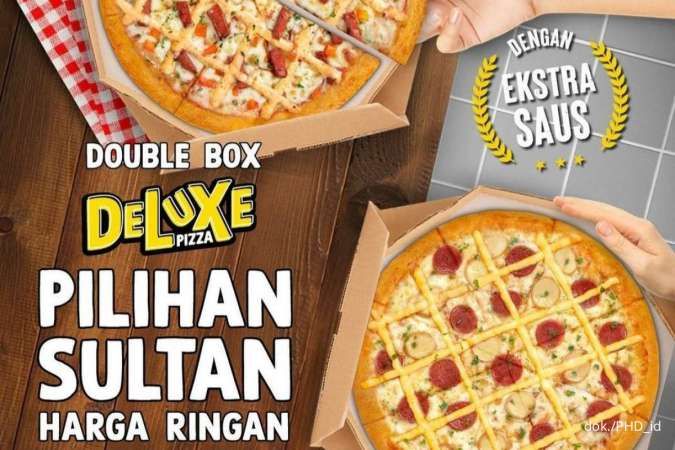 Promo PHD November 2023, Diskon 2 Loyang Double Box Deluxe Pizza Ekstra Saus