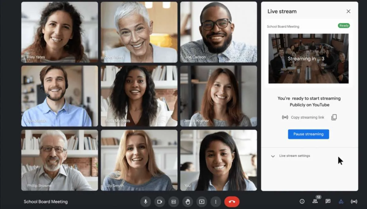 Google Meet perkenalkan fitur bisa live streaming di YouTube, ini penampakannya