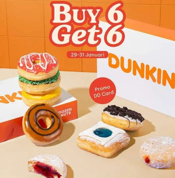 Buy 6 get 6 donut dunkin di seluruh Indonesia