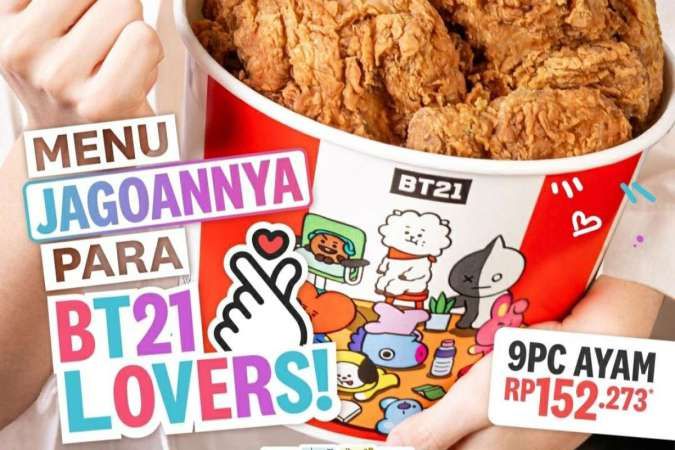 Promo KFC Terbaru, Pesan KFC Bucket Edisi Spesial BT21 Gratis 1 Kartu BT21 Random