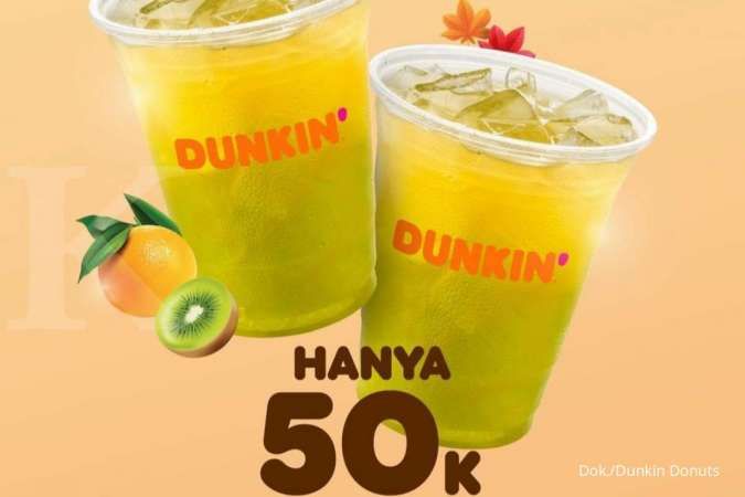 Promo Dunkin Donuts November 2021, 2 Iced Kiwi Orange Cuma Rp 50.000 untuk Umum