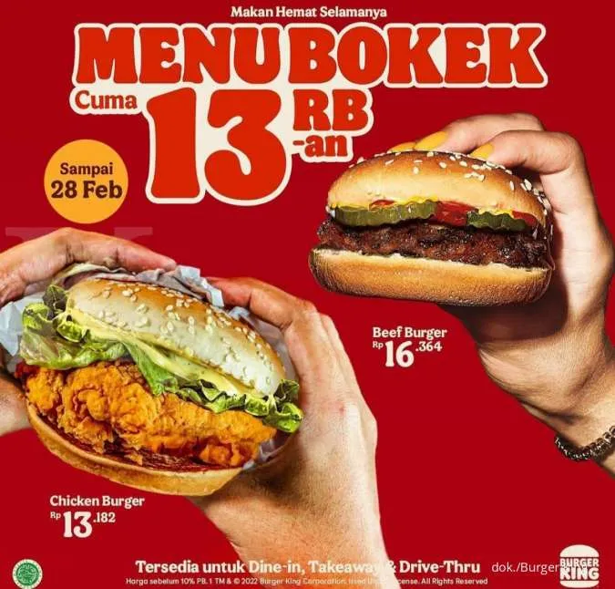 Promo Burger King Menu Bokek 11-28 Februari 2022