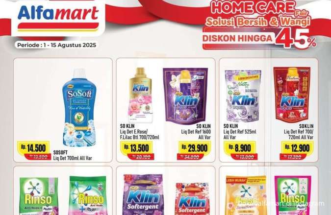 Promo Deterjen Terbaru di Alfamart Bulan Agustus 2025, Diskon Sampai 45%