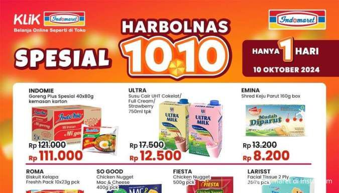 Promo 10.10 di Indomaret 10 Oktober 2024, Promo Susu UHT sampai Deterjen Hari Ini