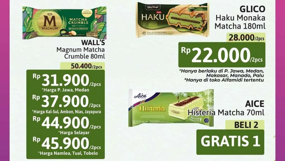 Promo Alfamidi Matcha Fair 16-31 Agustus 2025, Boba-Es Krim Matcha Beli 2 Gratis 1