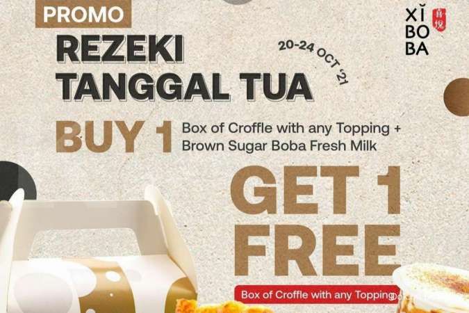 Promo Xi Bo Ba 20-24 Oktober 2021, Ada Buy 1 Get 1 Free Croffle dan Minuman Boba