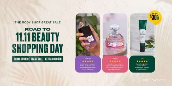 Promo The Body Shop Road to 11.11 di Tokopedia, Dapatkan Aneka Produk Diskon s/d 30%