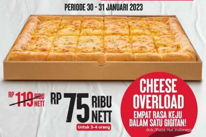 Promo Gajian Pizza Hut 30-31 Januari 2023, Cheese Overload Pizza Isi 4 Keju Rp 75.000
