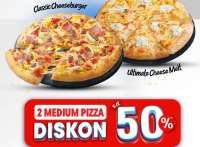 Promo Domino's Pizza Periode Juli 2025, 2 Medium Pizza Diskon 50% Bebas Pilih Topping