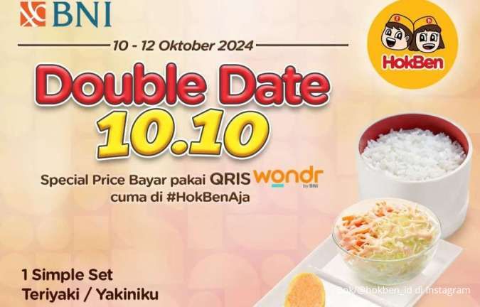 Promo HokBen 10.10 Rp 10.000 dengan Wondr by BNI, Berakhir Hari Ini 12 Oktober 2024