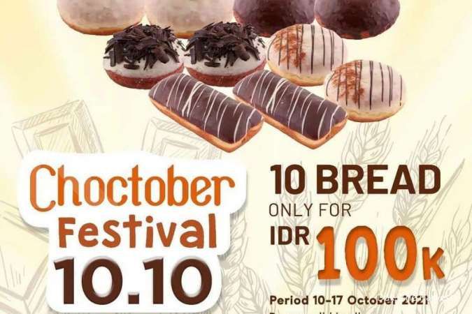 Promo 10.10 The Harvest 10-17 Oktober 2021, Beli 10 Roti Cukup Bayar Rp 100.000