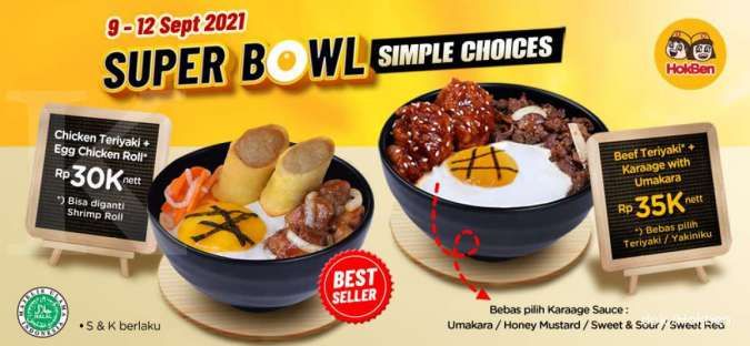 Promo Hokben 9-12 September 2021, Super Bowl Seporsi Bayar Rp 30.000-an