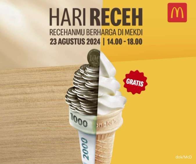 Promo McD Gratis 1 Ice Cream Cone di Hari Receh Edisi 23 Agustus 2024 Jam 14.00-18.00