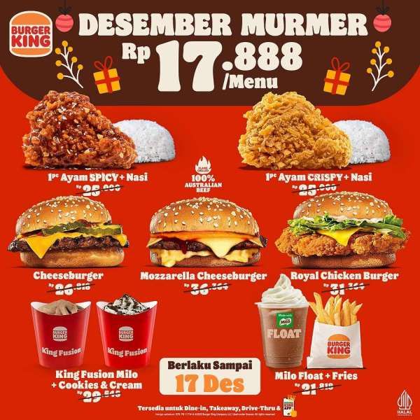 Promo Burger King Desember Murah Meriah Serba Rp 17.000-an