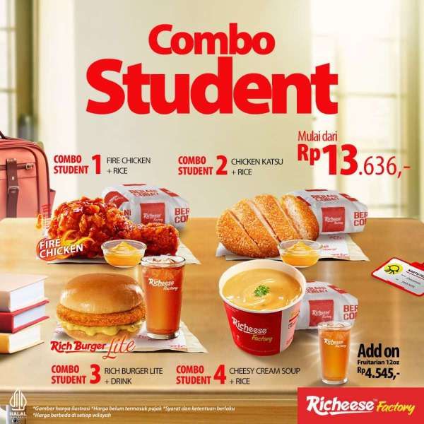 Promo Richeese Combo Student Setiap Senin-Kamis