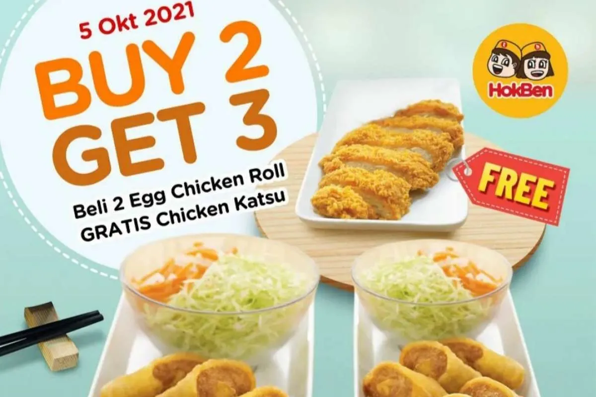 Promo Hokben 5 Oktober 2021, Beli 2 Porsi Egg Chicken Roll Gratis Chicken Katsu