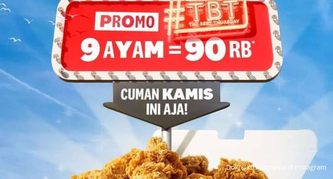 Promo KFC The Best Thursday 9 Ayam Rp 90.000-an, Paket Ayam Goreng Spesial Kamis