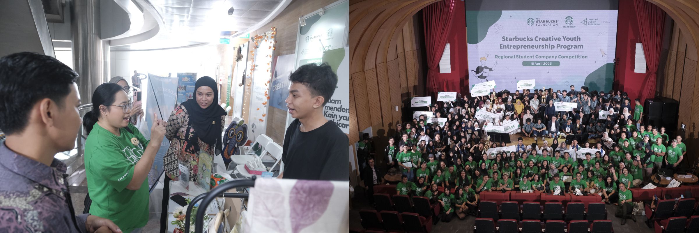 Kontan. Sukarelawan Starbucks tengah berinteraksi dengan siswa peserta Starbucks Creative Youth Entr