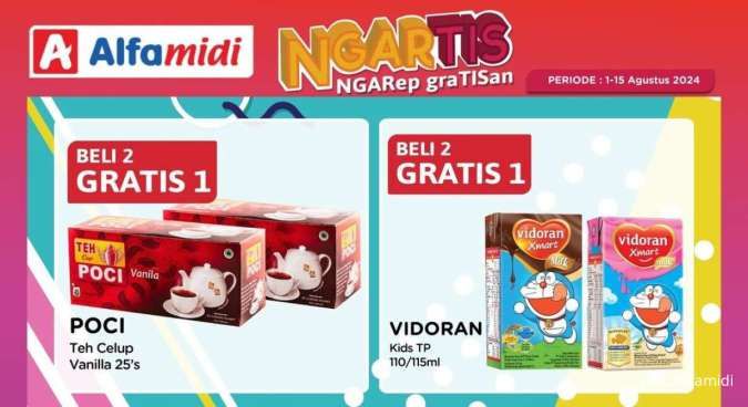 Promo Alfamidi Ngartis sampai 15 Agustus 2024, Minuman Teh-Susu Beli 2 Gratis 1