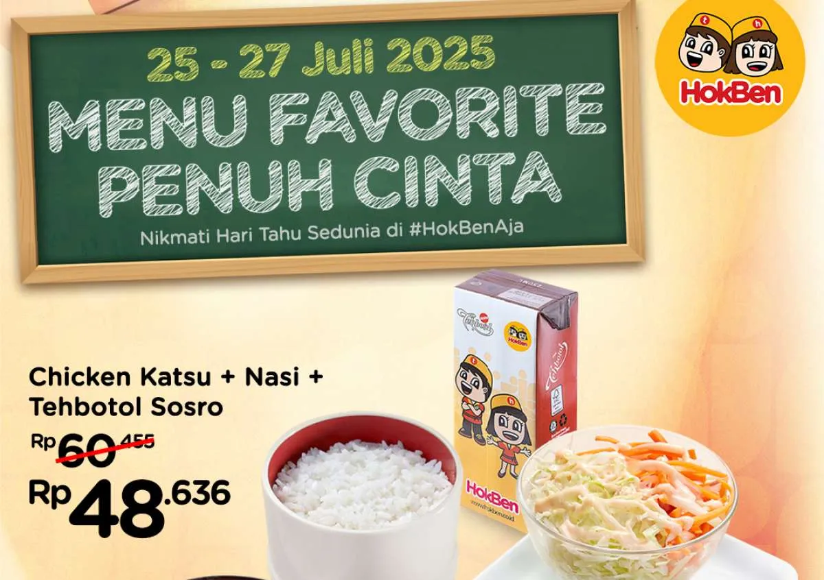 Promo HokBen Hari Tahu Sedunia 25-27 Juli, Beli Paket Spesial Gratis Chicken Tofu
