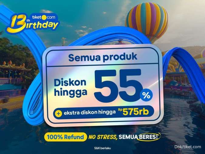 Rayakan Ulang Tahun ke-13, tiket.com Hadirkan Diskon hingga 55% dan Ekstra Diskon