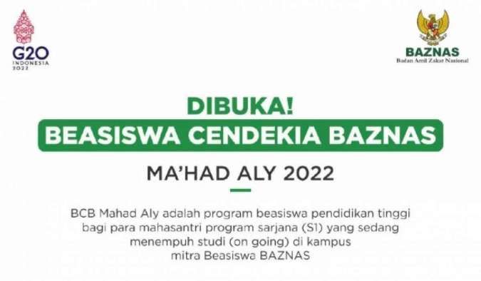 Baznas Buka Pendaftaran Beasiswa untuk Mahasiswa Santri 2022, Cek Syaratnya