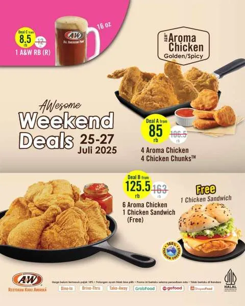 Promo A&W Weekend Deals 25-27 Juli 2025