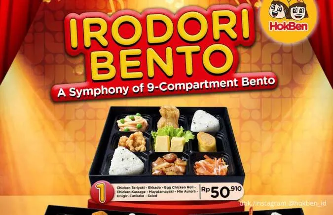 Promo HokBen Irodori Bento September 2025, Menu Komplit Bervariasi Mulai Rp 50.000-an