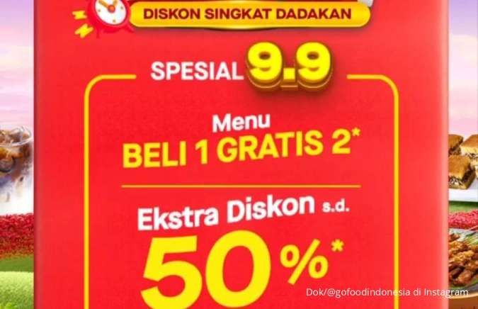 Promo 9.9 di Gofood 9-15 September 2024, Beli 1 Gratis 2 dan Diskon Sampai 50%