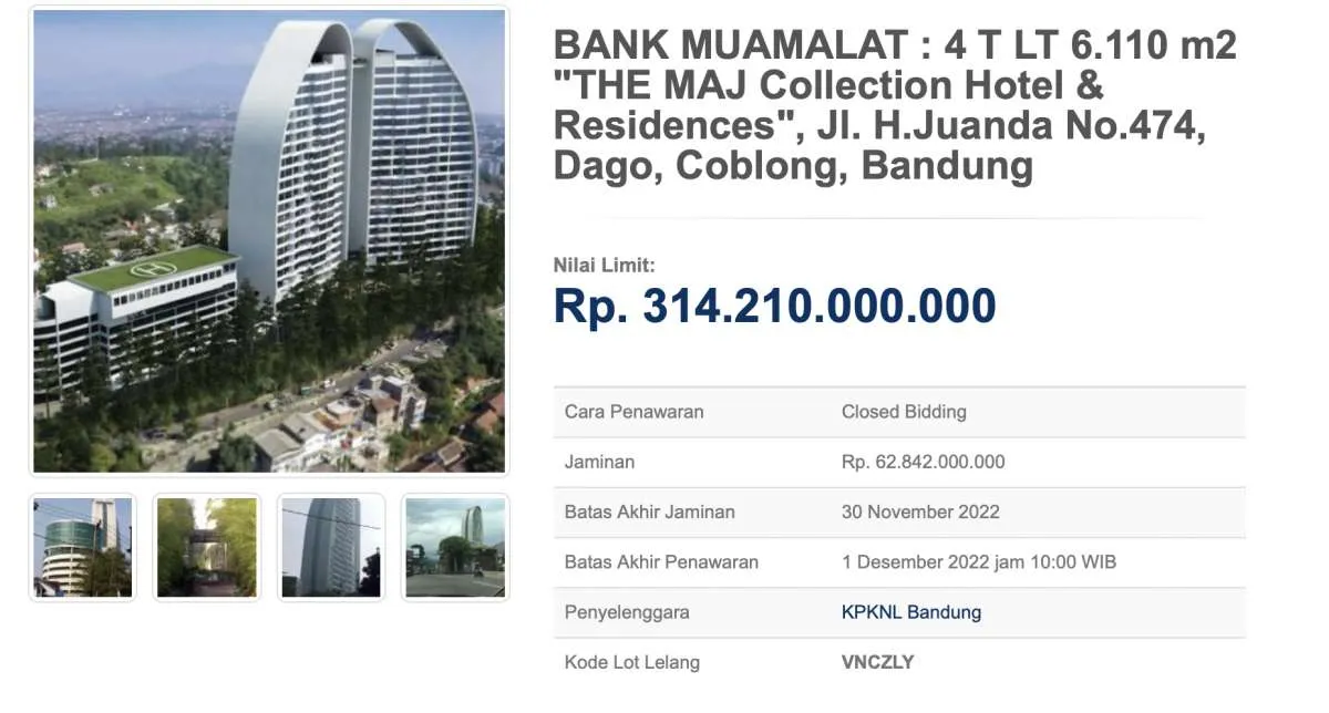 Ramai di Twitter, Bank Muamalat Akui Lelang The Maj Collection Hotel and Residence