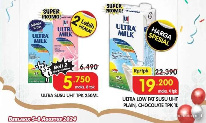 Promo Superindo Weekday 8 Agustus 2024, Promo Susu Ultra Milk Berakhir Hari Ini