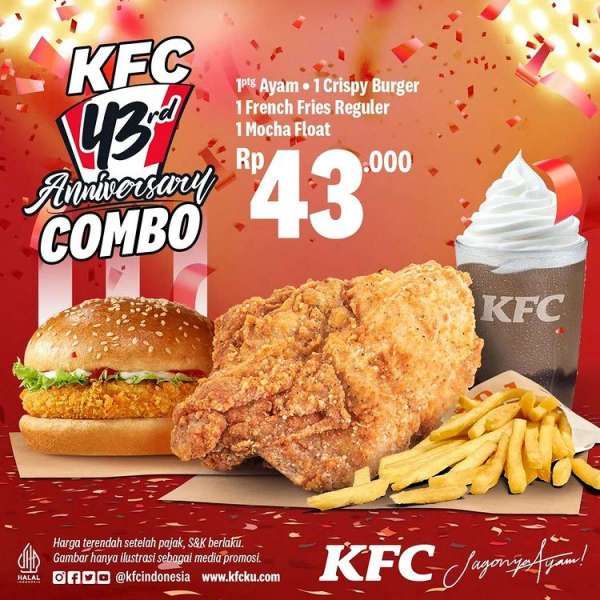 Promo KFC Hari Ini 18 Oktober 2022, Promo HUT ke-43 KFC Indonesia. 