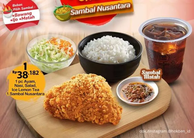 Promo HokBen Fried Chicken Sambal Nusantara, Bebas Pilih Sambal Mulai Rp 38.000-an
